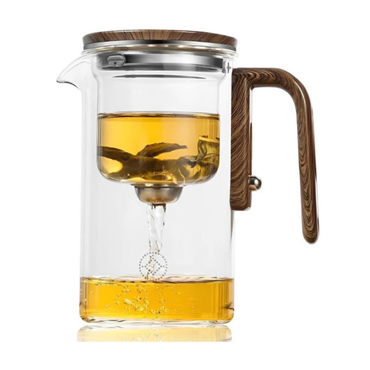 Water Separation Glass Teapot with Wooden Handle/720ml