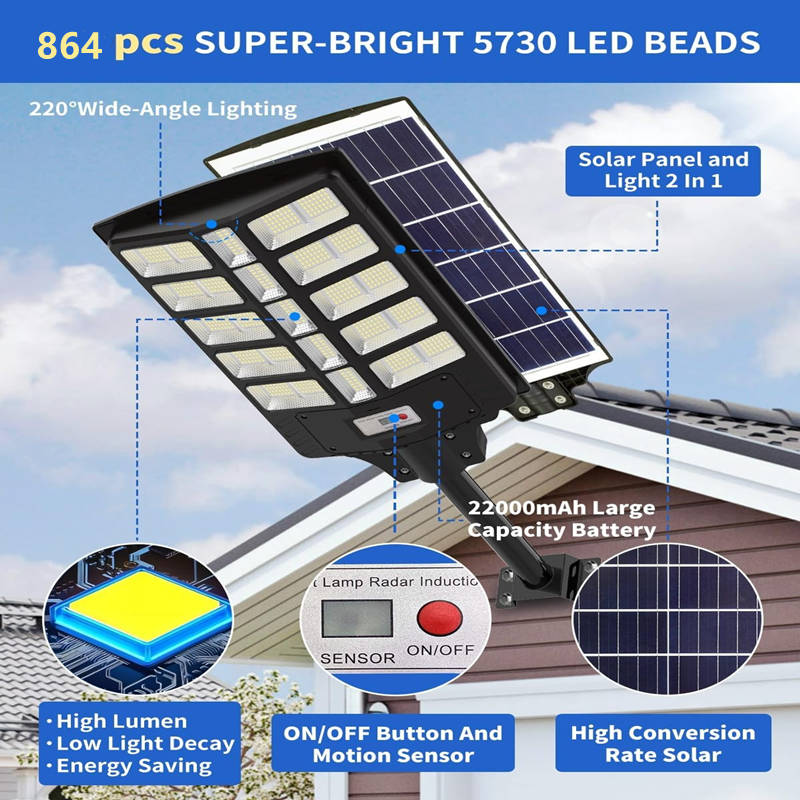 MZ04 Outdoor Solar Light with Motion Sensor | 864LED Lamp Beads | 25000 mAh Large Battery