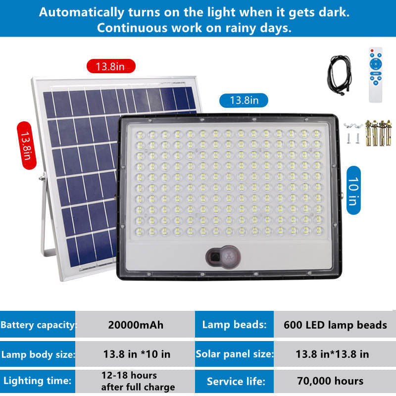 MZ03 Solar Light with motion sensor | 600LED lamp beads | 20000 mAh large battery